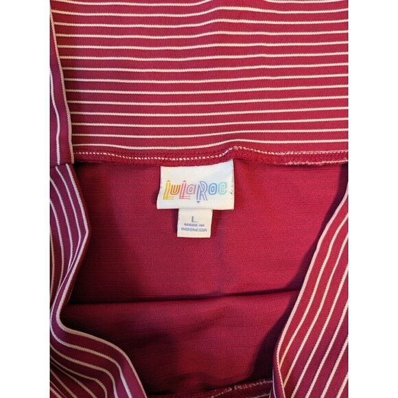 LuLaRoe Red & White Striped Pencil Skirt Size L - Picture 2 of 2